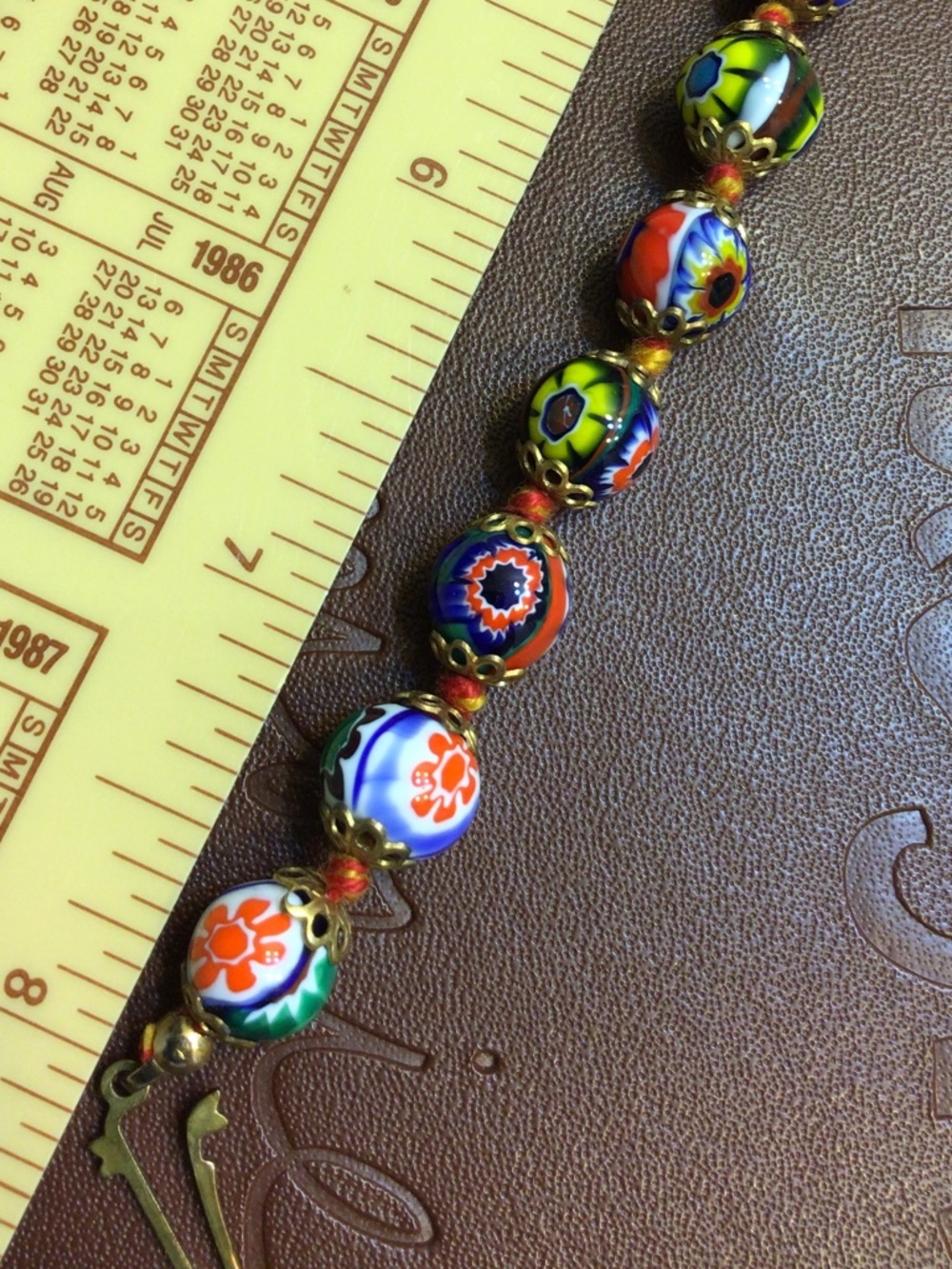 Vintage Multi-Colored Venetian Murano Millefiori Glass Beads Bracelet - Picture 12 of 14